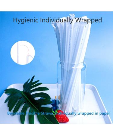 FOREVERIE 100 PCS White Plastic Adaptive Straws Individually Wrapped for Drinking Regular 0.24In Diameter 8.27in Length Bendable Flexible Disposable Soft &Thin 100 Count - Buy Online on SooperMarket.com