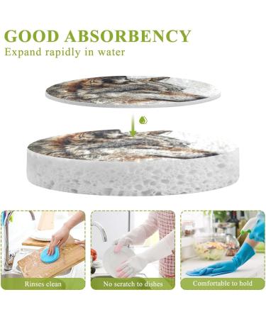 Kigai Sketch Wolf Scrubbing Sponge 3 Packs Reusable Dish Wash Scrub Sponge Clean Stubborn Oil Stains Anti-Scratch Cleaning Sponge for Kitchen Tableware - Buy Online on SooperMarket.com