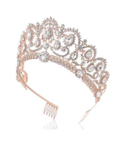 SNOWH Rhinestone Wedding Tiara - Rose Gold Princess Crown for Women and Girls - Buy Online on SooperMarket.com