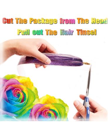 47 Inches Hair Tinsel Kit: 1200 Strands in 6 Colors - Sparkling Shiny Extensions for Colorful Glitter Hair - Includes Tools - Buy Online on SooperMarket.com