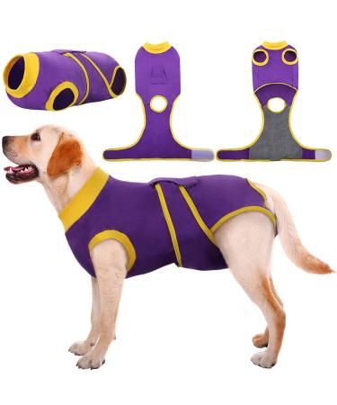 Kuoser Dogebody after op dog body after castration male bitch dog body after op bitch breathable body for dogs after op leakage protection dog anti-wound licking op body dog purple l l (1 Pack) purple
