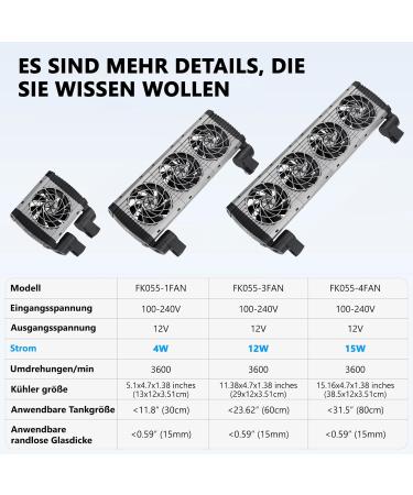 Fishkeeper Aquarium Cooler | Adjustable Quiet Fans for Freshwater Aquariums up to 30 cm | 1 Fan - 4W | Optimal Temperature Control - Buy Online on SooperMarket.com