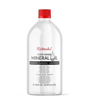 Materialix mineral oil in food quality (1L) - for products such as wood bamboo stone slate for cutting boards dyi cosmetics balms creams lotions hair care ointments.1 l (1 Pack)