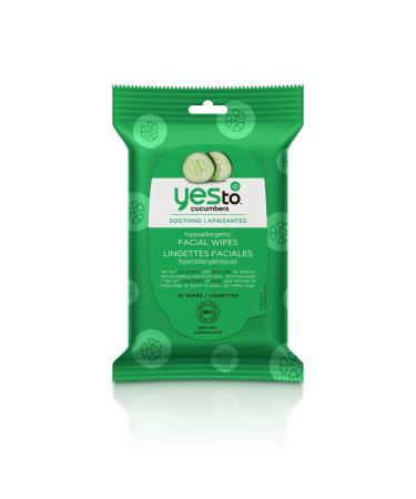 Yes To Cucumbers Face Wipes for Sensitive Skin Soothing Travel Facial Wipes | 10 Count (Model: 3371028) Cucumber 10 Count
