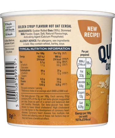 Quaker Oat So Simple Golden Syrup Porridge Pots 57 g (Pack of 24) - Buy Online on SooperMarket.com