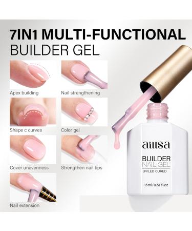AILLSA Milky Pink Builder Gel - 7 in 1 Hard Gel Polish | Nail Thickening Strengthening & UV Color Extension | French Manicure Base Coat - 0.51 Oz - Buy Online on SooperMarket.com