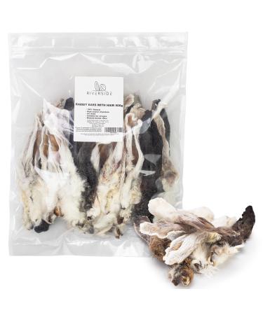 Riverside Rabbit Ears with Fur for Dogs (500g 20-25 Ears) - Very Hypoallergenic 100% Natural Air-Dried Treats For All Dogs - Large Small Adult Puppies - Raw Dog Treats - UK COMPANY 500 g (Pack of 1)