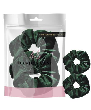 2 PCS Premium Large Hair Velvet Scrunchies Ties Bands Updo Ponytail Bobble Scrunchy Holder For Women Girl Kids Dark Green
