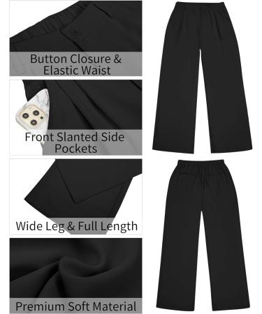 Womens High Waisted Wide Leg Dress Pants with Pockets | Vetinee Casual Work Trousers for Business Office | Black - Buy Online on SooperMarket.com