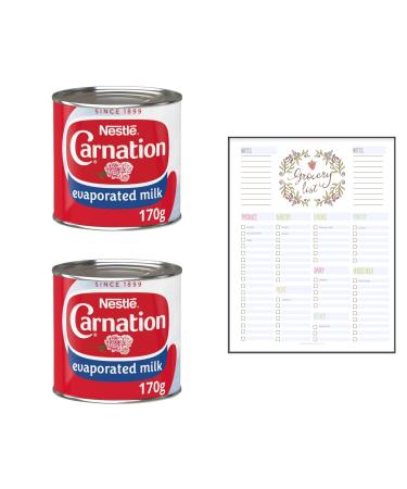 Evaporated Milk Bundle which Contains Carnation Evaporated Milk 170g - Pack of 2 with Grocery List Card