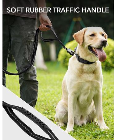 Joytale Tactical Dog Lead | Heavy Duty 1.2-1.8m Shock Absorbing Bungee Lead | 2 Handle Metal Carabiner | Car Seatbelt Strong No Pull Lead for Medium Large X-Large Dogs - Black - Buy Online on SooperMarket.com