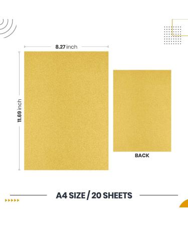 Gildecks Gold Cardstock Paper 20 Pcs - Double Sided Glitter Paper for DIY Projects - 250 GSM - 11.7x8.3in - Buy Online on SooperMarket.com