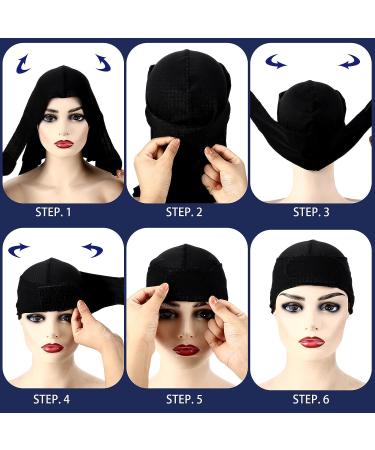 6 Pcs Black Silky Durag Wave Cap Set for Men - No Strings Compressing Doo Rag - Buy Online on SooperMarket.com