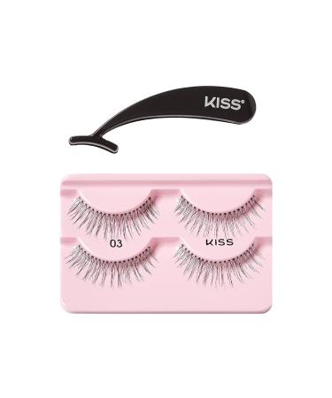 KISS Ever EZ Lashes Double Pack No. 03 | Reusable Natural Eyelash Starter Kit with Easy-Angle Applicator | 2 Pairs of Human Hair False Eyelashes in Black - Shop Now Worldwide - Buy Online on SooperMarket.com