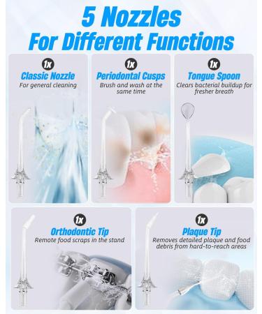 Portable Water Flosser - 4 Modes, Cordless, 5 Jet Tips, USB Rechargeable - Dental Teeth Cleaner for Home & Travel - Buy Online on SooperMarket.com