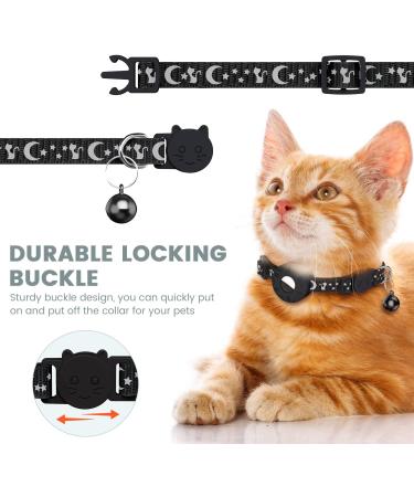 Simket Airtag Cat Collar - Reflective & Waterproof with Safety Buckle | 3/8 Width | Apple Airtag Compatible | Black - Buy Online on SooperMarket.com