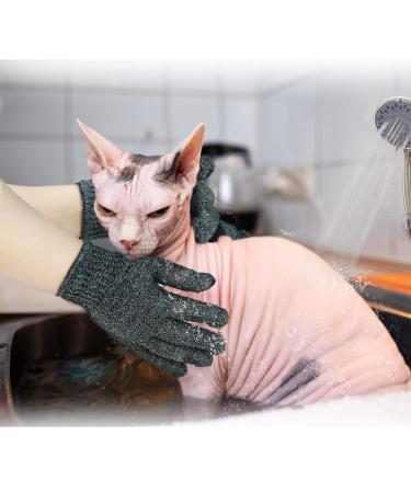 vomvomp 6 Pack Sphynx Cat Bath Gloves Hairless Cats Bath Exfoliating Glove for Sphynx Shower Body Scrub