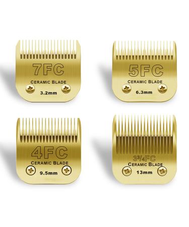 BESTBOMG 7FC+5FC+4FC+3-3/4FC replacement knife for dog care compatible with Heiniger/Moser Max45/Andis/Easter A5 series cutting length 3.2 mm-13 mm gold-colored 7FC+5FC+3-3/4FC God