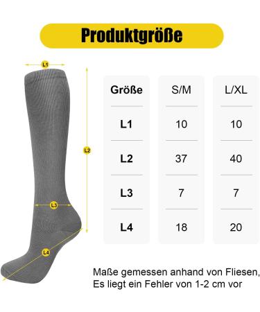 Patina Font Compression Stockings - 6 Pairs Support Socks for Men & Women | L-XL Knee-High Compression for Running & Travel - Multicolor - Buy Online on SooperMarket.com