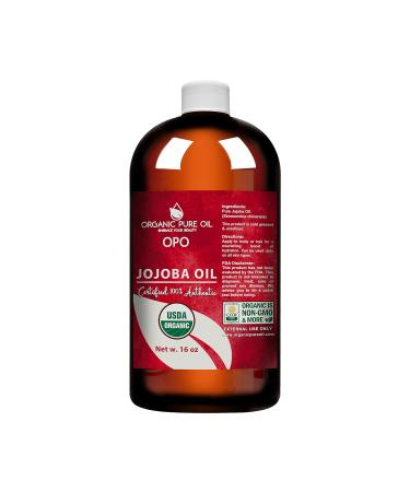 OPO Organic Jojoba Oil - 100% Pure Unrefined Cold Pressed USDA Certified Golden Jojoba Carrier Oil for Skin, Hair, and Body - 16 oz - Buy Online on SooperMarket.com