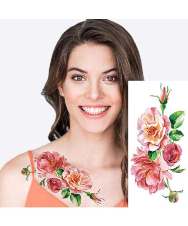 PHOGARY 24pc Women Temporary Tattoos - Large Flowers, Bright Colors, Waterproof Body Art Stickers - Buy Online on SooperMarket.com