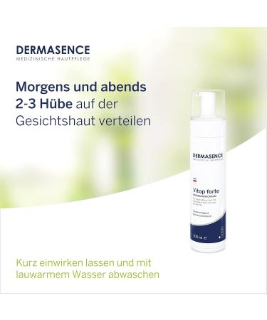 Dermasence Vitop Forte Cleaning Foam 200ml - Mild Soap-Free pH Skin Neutral Cleanser for Sensitive Skin | Neurodermatitis | Enriched with Green Tea & Aloe Vera - Buy Online on SooperMarket.com