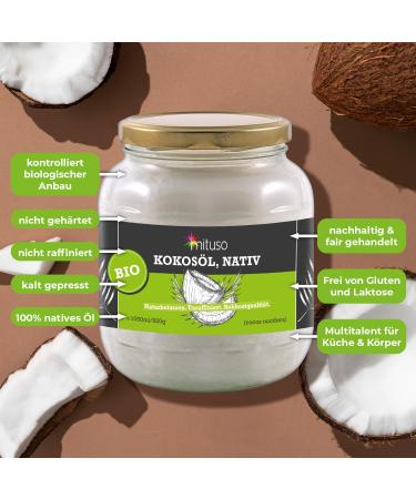 Buy Mituso Organic Virgin Coconut Oil 1000ml in Glass - Premium Quality International Shipping - Buy Online on SooperMarket.com