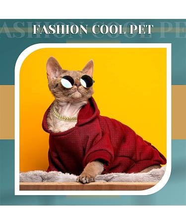 Gold Cat Dog Chain Collar & Sunglasses Set | Rhinestone Cuban Collar Chain | Retro Round Glasses for Pets | Cosplay Party Costume Props (12 Inch) - Buy Online on SooperMarket.com