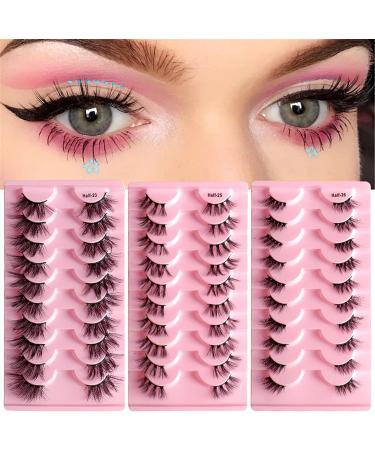 Eyelash Package Trays High Imitation 10 Pairs of Half Eye Eyelashes Grafting Eyelashes Curling Eyelashes Small Eyelash Curler C One Size - Buy Online on SooperMarket.com