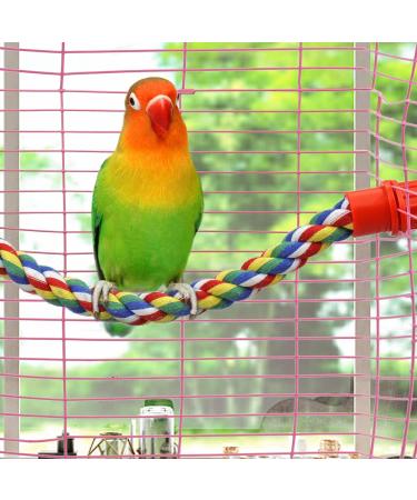Bird Perch Cage Rope for Parrots Parakeets & Cockatiels | Comfortable & Colorful 80 cm Long with Plastic Nuts - Buy Online on SooperMarket.com