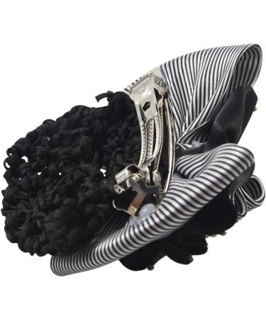 Lodokdre Faux Rhinestone Decor Ruched Bow Hair Snood Net Bun Cover White Black - Buy Online on SooperMarket.com