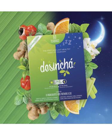 Desincha Day & Night Tea Mix - Energy Boost & Mental Focus | Metabolic Health Support - 8 Natural Ingredients | Digestion & Bloating Relief - 60 Day Supply - Buy Online on SooperMarket.com