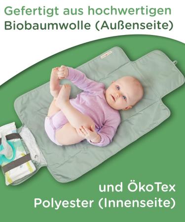 Buy Jubi Mint Organic Cotton Changing Mat - Eco-Friendly Travel Diaper Mat with Space for 4 Diapers & Wet Wipes - Buy Online on SooperMarket.com