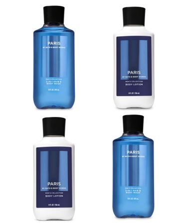 Bath and Body Works Paris for Men Two Body Lotion - Two 2-in-1 Hair & Body Wash - Lot of 4 Full Size