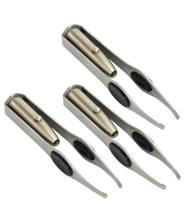 Iconikal Slant Tip Stainless Steel LED Lighted Tweezer 3-Pack