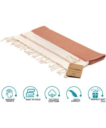 Evelynen Turkish Hand Towels Set of 2 - Boho Farmhouse Decor | 100% Cotton | 16x32 - Brick - Buy Online on SooperMarket.com