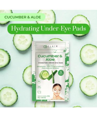 CLAIR BEAUTY Cucumber & Aloe Hydrating Under Eye Mask Patches - Moisturizing Toning & Rejuvenating | Reduces Fine Lines & Wrinkles | Reduces Dehydration & Puffiness | Made in Korea - 5 Pairs - Buy Online on SooperMarket.com
