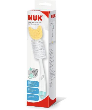NUK Bottle Brush with Sponge and Integrated Teat Brush | with Ergonomic Handle | for Bottles and Teats | Pack of 1 New pack Soft - Buy Online on SooperMarket.com