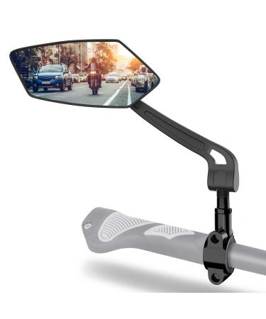Xcel rim - Bicycle mirror Extra large mirror surface | impact -resistant real glass |Bicycle mirror for handlebar ebike |Return mirror bicycle mirror for e-bike bicycle backing mirror foldable (left)