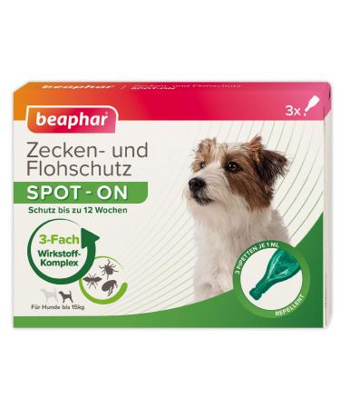 Beaphar - tick and flea protection spot -on for small dogs up to 15kg - repellent for fleas ticks and mosquitoes - immediate effect - protection for up to 12 weeks - 3 pipets 1 ml to 15 kg each