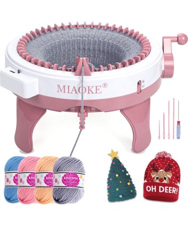 Knitting Machine  48 Needles King Size Smart Weaving Loom Knitting Round Loom  Smart Knitting Board Rotating Double Knit Loom Machine  DIY Knitting Loom Machines Weaving Loom Kit for Adults Or Kids Pink