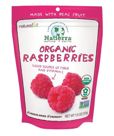 Nature's All Foods Organic Freeze-Dried Raspberries - Non-GMO & Vegan - 1.3 Ounce (Pack of 12) Bag Raspberries 1.3 Ounce (Pack of 12)