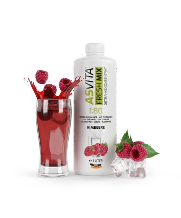 Asvita syrup without sugar Fresh Mix 1: 80-1 liter bottle - beverage syrup sugar -free - 26 delicious beverage concentrate flavors (raspberry) for your water