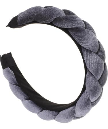 Braid Headband Hair Bands for Braids Elastic Braided Headbands for Women Knotted Headband for Women Black Headbands for Women Plush Velvet Wig Fabric gray - Buy Online on SooperMarket.com