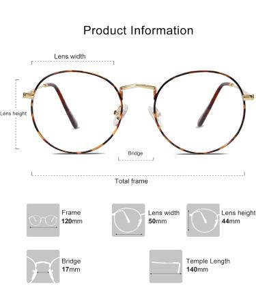Shop SJ5024 Vintage Round Blue Light Filter Glasses for Men & Women - Leopard Frame Anti-Blue Light Computer Glasses - Buy Online on SooperMarket.com