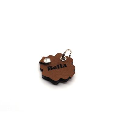 Copter farm dog brand bag for dogs on the collar |With engraving push button |Art leather real leather |Dog brand |Individually engraved on both sides (brown flower) brown flower