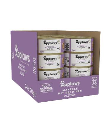 Applaws Premium wet cat food Mackerel with Sardines 70g can (24x70g) Mackerel with Sardines in broth 70 g (24 pack)