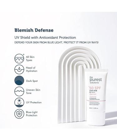 Purest Solutions Blemish Defense SPF 50+ with Arbutin & Niacinamide - Vegan, Cruelty Free - Buy Online on SooperMarket.com