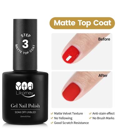 YTD Likomey Gel Nail Polish Matte Top Coat 15ML - Long Lasting Soak Off UV No Wipe Velvet, Salon Quality Clear Gel for DIY Manicure - 0.5 Fl Oz - Buy Online on SooperMarket.com