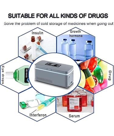 Portable Insulin Cool Box Mini Intelligent Electric Fridge Cooler Bag with Car USB Charging Cable for Travel Cool Box Airplane Car Family 220V-Battery*1 - Buy Online on SooperMarket.com